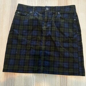 Corduroy L.L. Bean Plaid Mini Skirt - Blue and Green